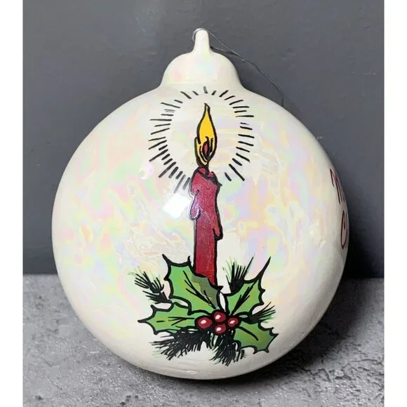 Porcelain Glass Christmas Ornaments 3.5in. (lot of 3) - Picture 3 of 8